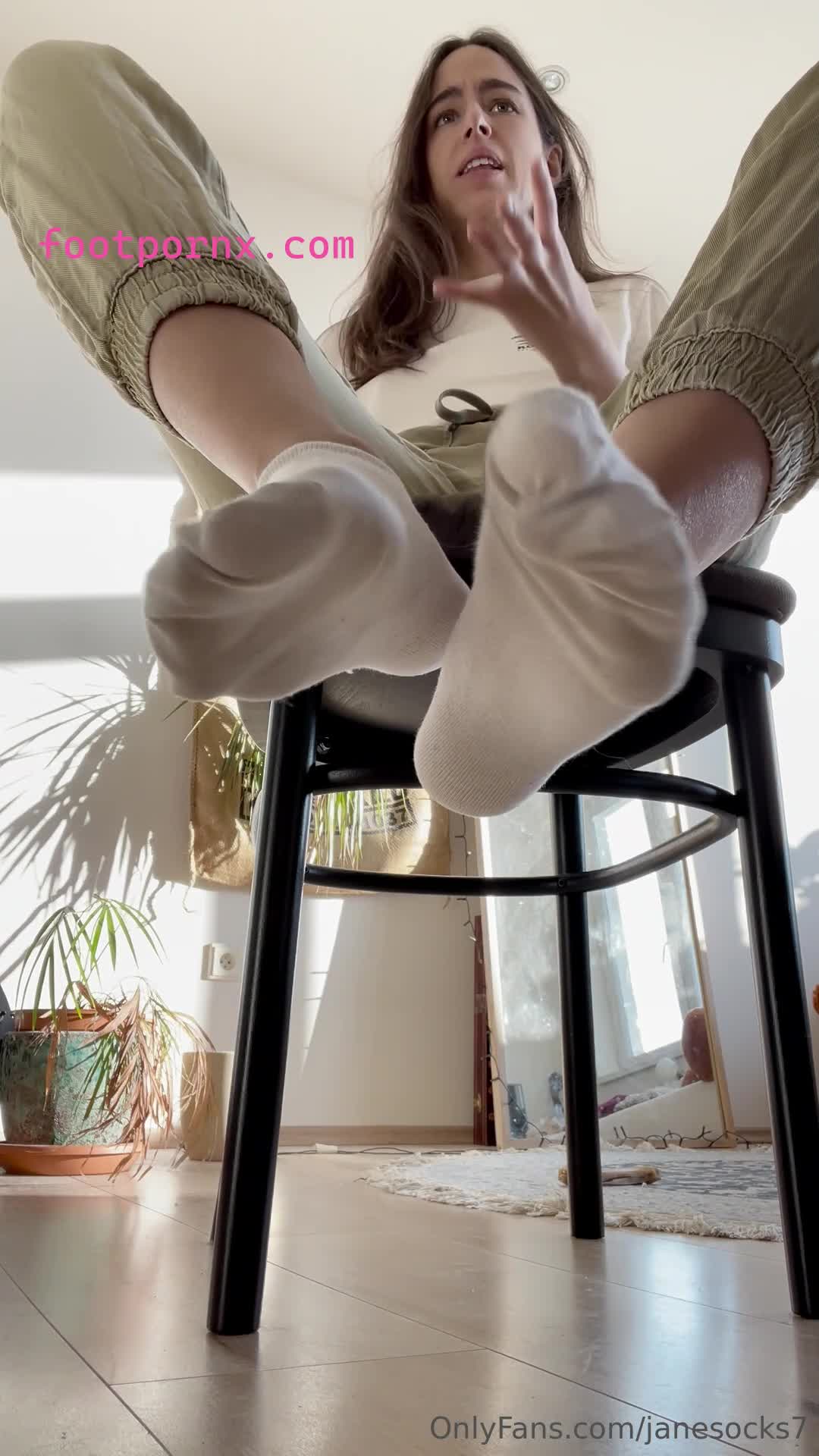 janesocks7 cute white girl sock tease 4